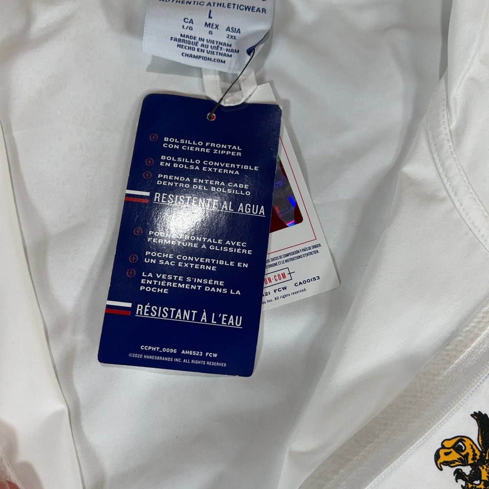Champion Iowa Hawkeyes Packable Windbreaker Jacket Mens Large White New NWT - Picture 5 of 11